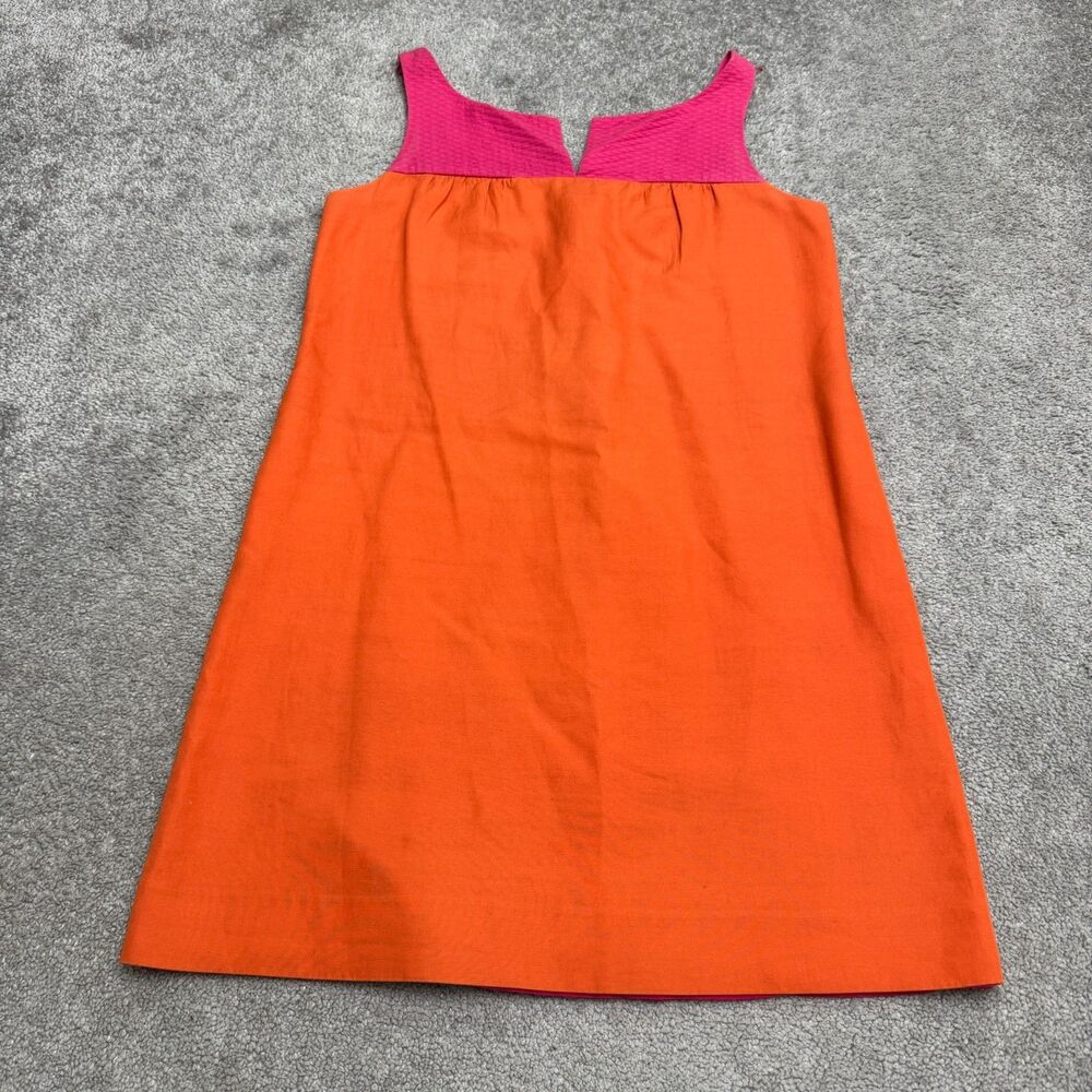 J.Crew Colorblock Textured Cotton Shift Mini Dress Womens 6 Orange Pink Pockets